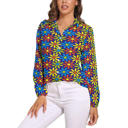 Shirt Women Flower Power Casual 3D 70s Blouse - Shirt - LazySorry - Mad Fly Essentials
