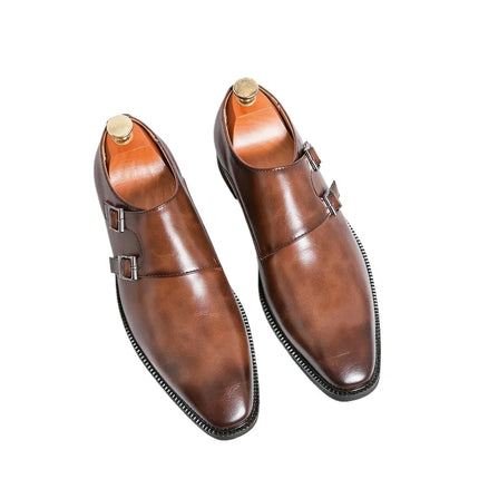 Loafers Men Monk Leather Pointed Formal Loafers - Loafers - Abfuber - Mad Fly Essentials