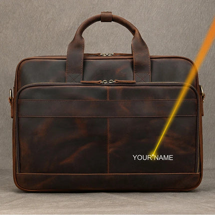 Crossbody Bag Retro Leather Casual 15.6' Business Briefcase - Crossbody Bag - Leathfocus - Mad Fly Essentials
