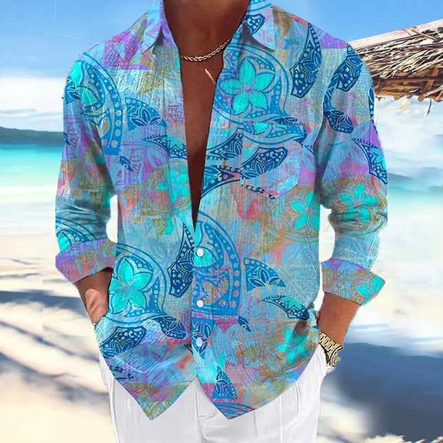 Men Vintage Beach Floral Pattern Vacation Shirts