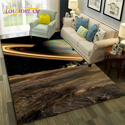 Area Rug Kids Room 3D Universe Galaxy Living Rug - Area Rug - Lousidream - Mad Fly Essentials