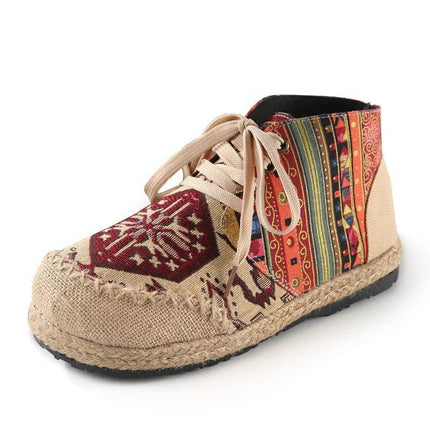 Women Boho Woven Linen Canvas Shoes - Mad Fly Essentials