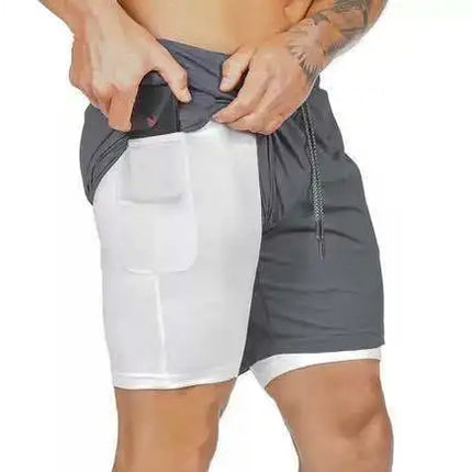 Men Double Layer Quick-Dry Fitness Shorts