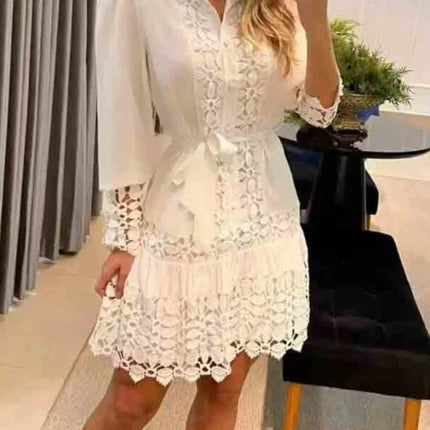 Party Dress Women Long Solid Lace Mini Dress - Party Dress - Owner Girl - Mad Fly Essentials
