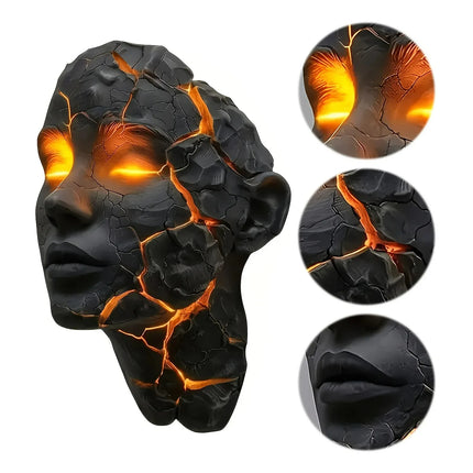 LED Wall Sconce Black Lava Gothic Cracked Soul Orange Wall Lamp - LED Wall Sconce - Chinly - Mad Fly Essentials
