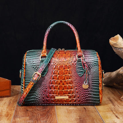 Handbag Women Crocodile Embossed Boston Satchel Bag - Handbag - Miescher Kora - Mad Fly Essentials