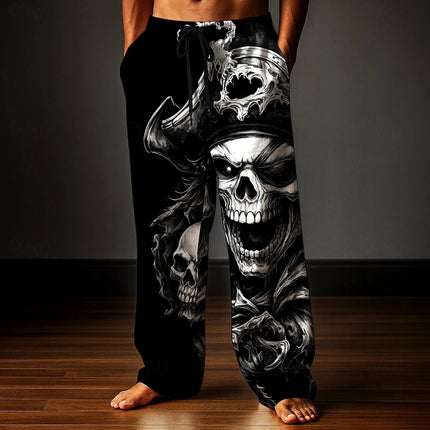 Pants Men 3D Skull Straight Leg Pants - Pants - Moonwest - Mad Fly Essentials