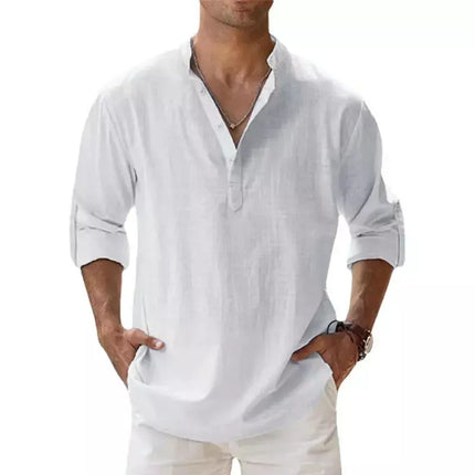 Men Lightweight Long Linen Hawaiian Shirts - Men's Fashion Mad Fly Essentials