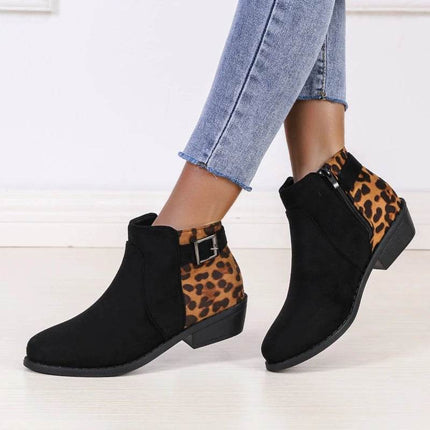 Women Black Leopard Casual Ankle Boots - Mad Fly Essentials