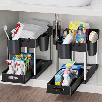 2 Tier Under Sink Organizer Kitchen Cabinet - Mad Fly Essentials