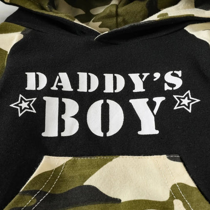 Baby Boys Army Green Camouflage Hooded 2pc Set