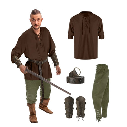 Costume Men Medieval Viking Top Pants Pirate Outfit - Costume - Costumes Plus - Mad Fly Essentials