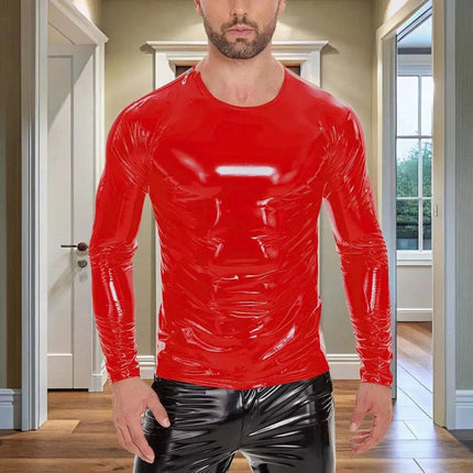 INS GOTH Leather Wear Wet Look Zipper Party Tops Mens Clubwear - Mad Fly Essentials