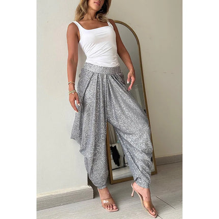 Harem Pants Women Sequin Drop Crotch Fashion Pants - Harem Pants - Eliza - Mad Fly Essentials