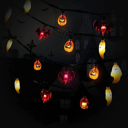 Battery-Operated LED String Halloween Skull Lights
