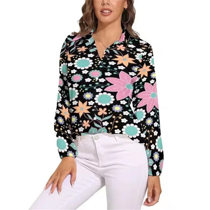 Shirt Women Flower Power Casual 3D 70s Blouse - Shirt - LazySorry - Mad Fly Essentials