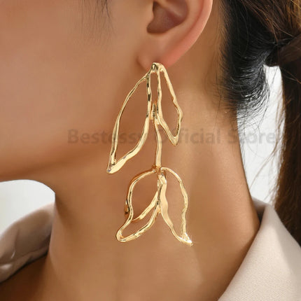 Earrings Women Oversized Hollow Tulip Dangle Jewelry - Earrings - Fashionsnoops - Mad Fly Essentials
