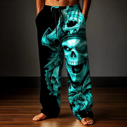 Pants Men 3D Skull Straight Leg Pants - Pants - Moonwest - Mad Fly Essentials