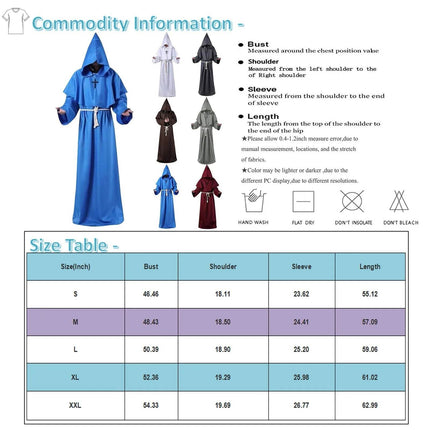 Medieval Monk Hooded Cape Men Costume Wear - Mad Fly Essentials