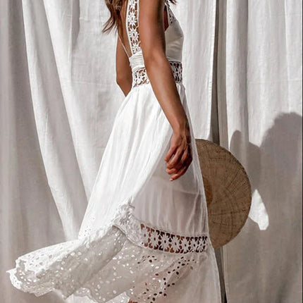 Maxi Dress Women Bohemian Lace White Sundress - Maxi Dress - Roddrsya - Mad Fly Essentials