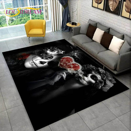 3D Gothic Horror Skull Dead Girl Area Rug - Mad Fly Essentials