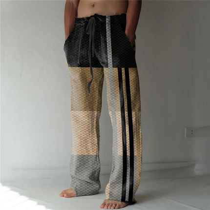 Men Summer 3D Drawstring Smart Casual Cargo Pants