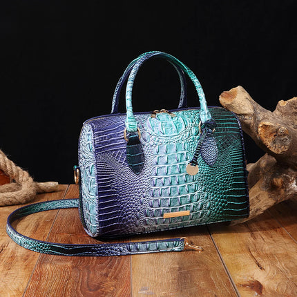 Handbag Women Crocodile Embossed Boston Satchel Bag - Handbag - Miescher Kora - Mad Fly Essentials