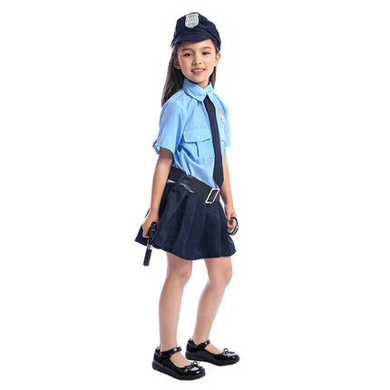 Girls Police Dress Up Costume Uniform Set