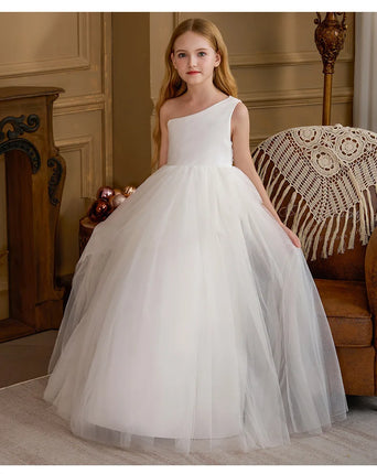 Princess Dress Girls Embroidery White Lace Bridesmaid Evening Dress - Princess Dress - NNJXD - Mad Fly Essentials