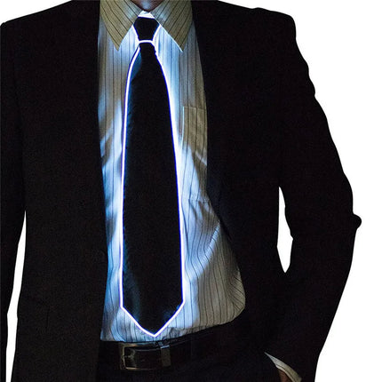 Men El Wire Neon Luminous Party Neckties