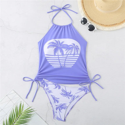 Tankini Set Women Low Waist Palm Tree Tankini - Tankini Set - mandylandy - Mad Fly Essentials
