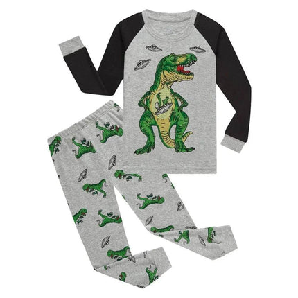 Baby Boy Dinosaur Cartoon Long Pajama Set - Mad Fly Essentials
