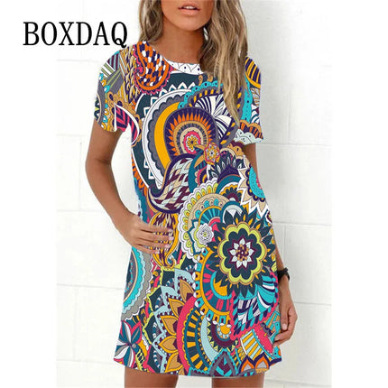 Mini Dress Women 3D Graffiti Cat Peacock Animal Dress - Mini Dress - Boxdaq - Mad Fly Essentials