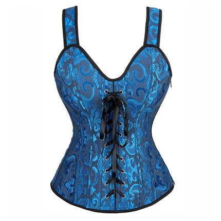 Corset Women Strap Polka Jacquard Gothic Bustier - Corset - Elsvios - Mad Fly Essentials