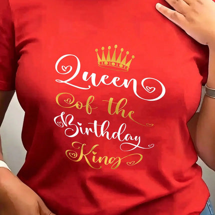 Shirt Women Crew Neck Queen - Birthday King Graphic Tees - Shirt - Sister Linda - Mad Fly Essentials