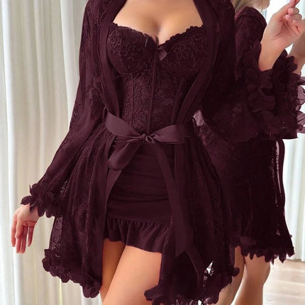 Nightgown Women Floral Lace Bridal Loungewear - Nightgown - Thinyful - Mad Fly Essentials