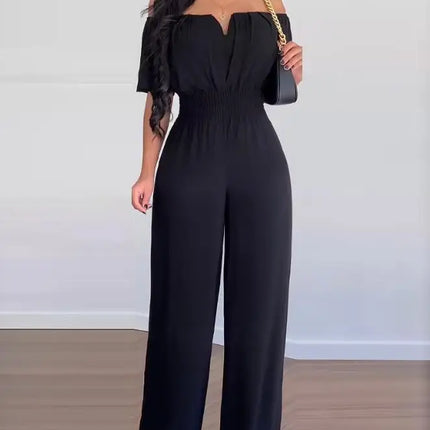 Jumpsuit Women Off Shoulder Solid Wide Onesie - Jumpsuit - Macheda - Mad Fly Essentials