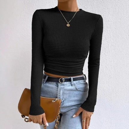 Crop Top Women Waffle Rib Bottoming Top - Crop Top - Werueruyu - Mad Fly Essentials
