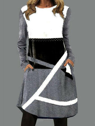 Women Vintage Ruffles Pocket MIDI Dress
