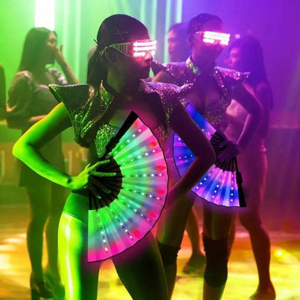 Rechargeable Glow Folding 366 RGB LED Dancing Light Fans - Mad Fly Essentials