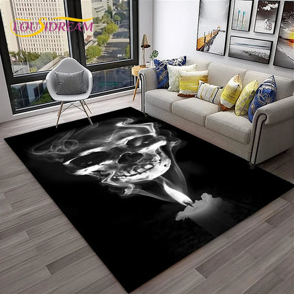 Home 3D Skull Butterfly Gothic Area Rug