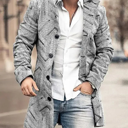 Jacket Men Stand-Collar Long Pocket Coat - Jacket - BC - Mad Fly Essentials