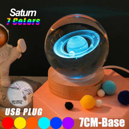 Crystal 3D USB LED Planet Moon Lamp