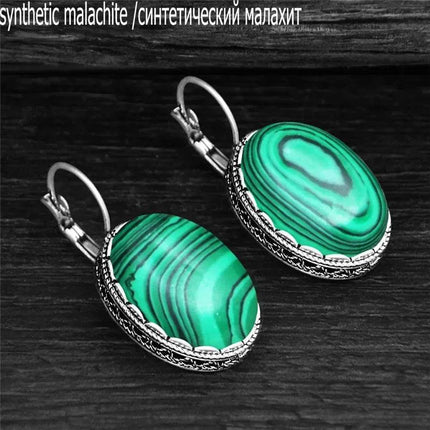 Vintage Oval Quartz Jade Amethyst Earrings - Mad Fly Essentials