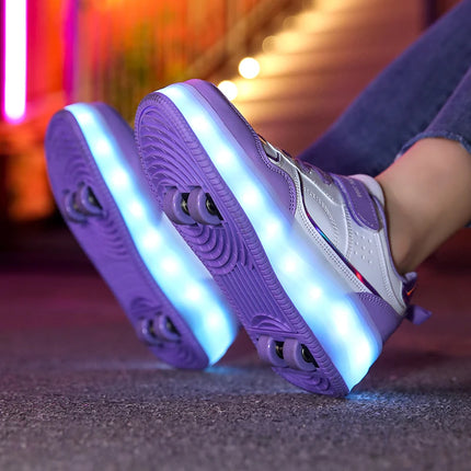 Girls LED USB-Charging Skate Luminous Shoes
