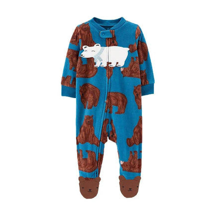 Baby Boy Fall Fleece Animal Romper - Mad Fly Essentials