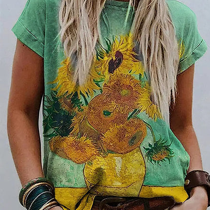Shirt Women Retro Starry Night Van Gogh 3D Tee - Shirt - Boxdaq - Mad Fly Essentials