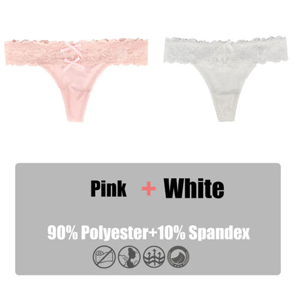 Women's 2pc/Set Lace Thong Low-Rise Panties