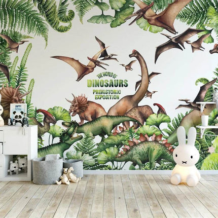 Custom 3D Dinosaur Forest Mural Wallpaper - Mad Fly Essentials