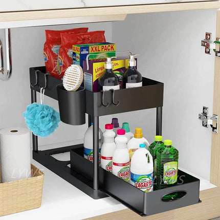2 Tier Under Sink Organizer Kitchen Cabinet - Mad Fly Essentials